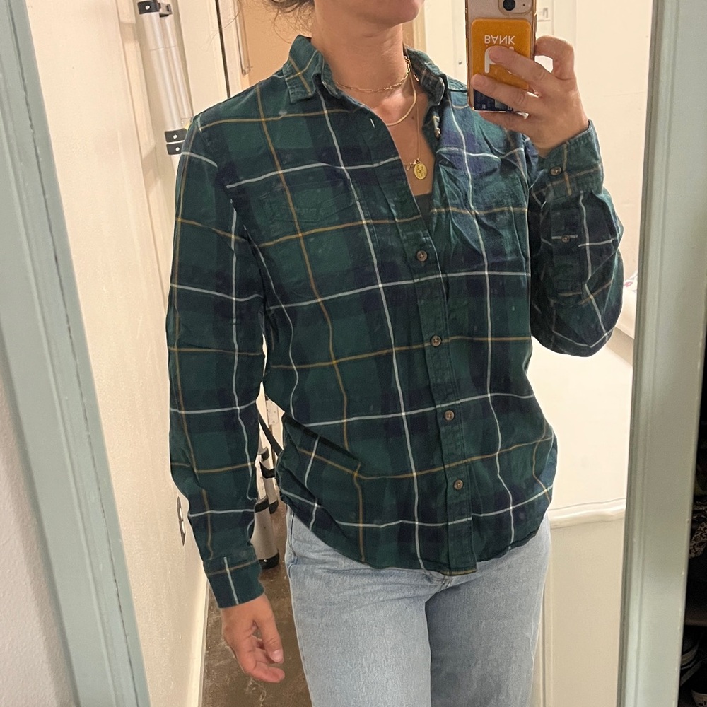 Old Navy Green Plaid Everyday Shirt